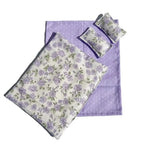 ensemble literie maison poupée lit tête lit métal couverture drap taies oreillers motifs floraux