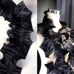dentelle blanche noire plissée satinée élégante accessoire mode collier foulard 17cm