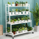 étagère roulettes blanc moderne niveaux support plantes intérieur extérieur assemblage métal