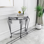 console meuble demi lune or marbre floral classique vintage blanc noir ornementé