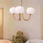 lustre moderne rose doré sphères brillantes opalescent semi encastré led