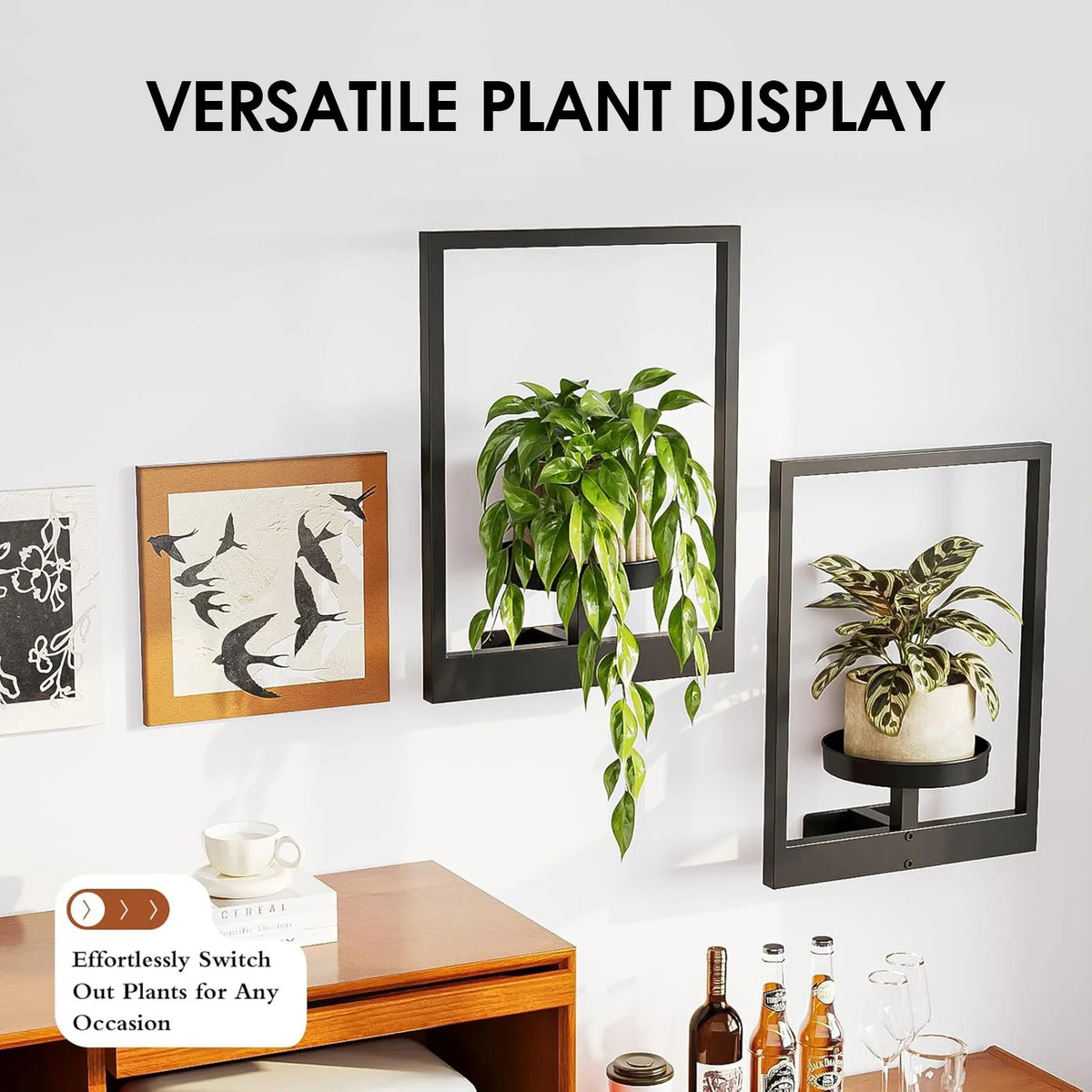 support mural plante noir plateau lisse moderne vis fixationsintérieur decoration plants fenêtre metal
