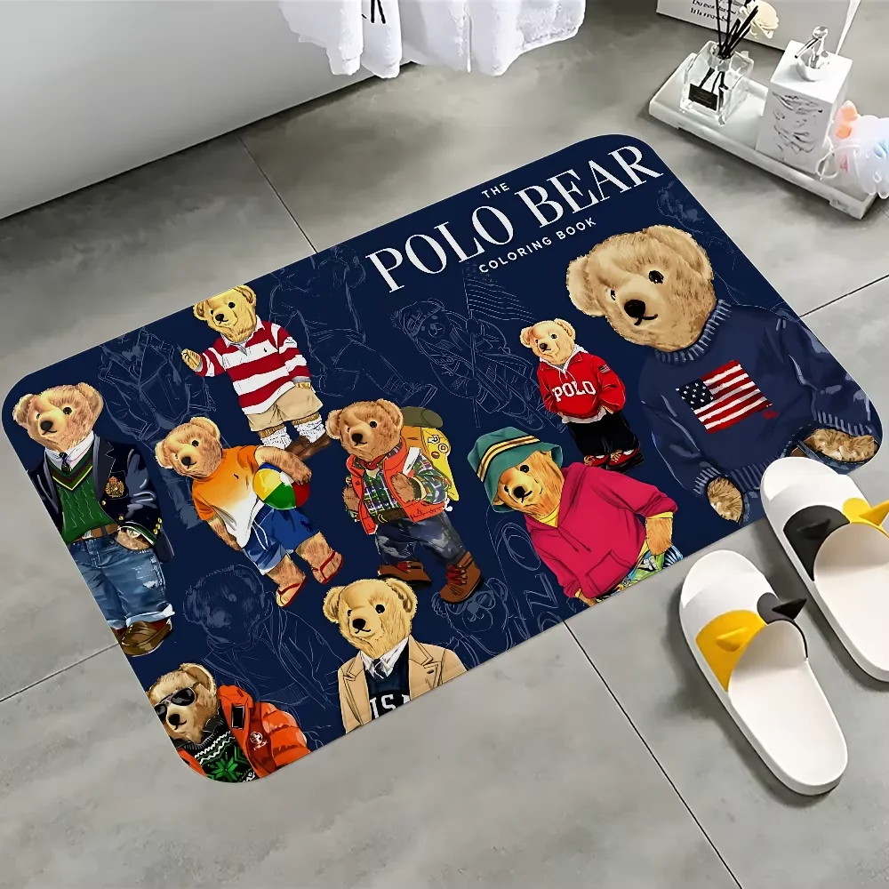 tapis sol dessin animé oiseau pistolets ours tenues chambre noir rose bleumarine