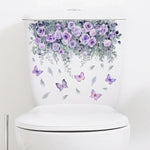 cache wc blanc fleurs feuilles papillons adhésif décoration murale moderne naturel stickers