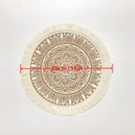 serviettes table boho chic brodées franges beige blanches table rond 38cm lavables