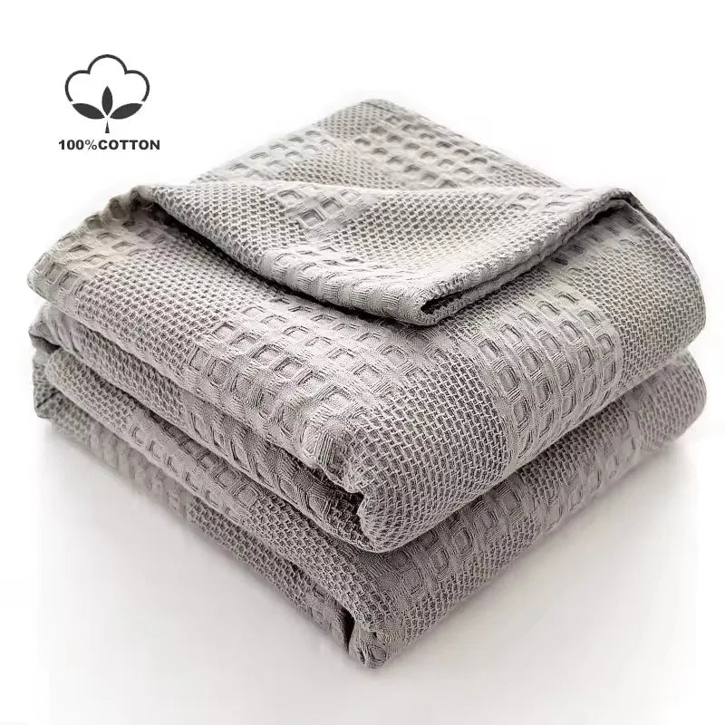 couverture coton gris clair motif géométrique moderne canapé lit voyage maison été douce
