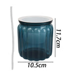 pot plante moderne transparent rayures vertes fleur intérieure minimaliste