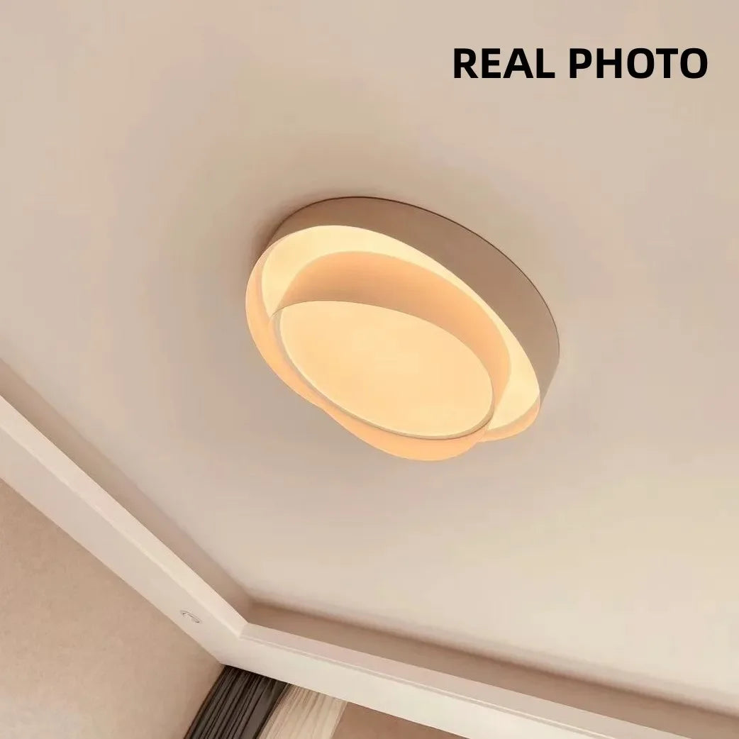 Plafonnier LED Blanc Opalescent Moderne Circulaire Acrylique Métal Vis Fixation