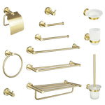 accessoires salle bain porte serviettes barres crochets dorés modernes métal brossé fixations vis incluses