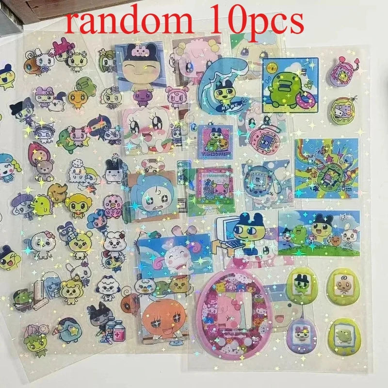 sticker anime rose bleu jaune gris adhésif cartoon mignon décoration téléphone portable jouet cadeau
