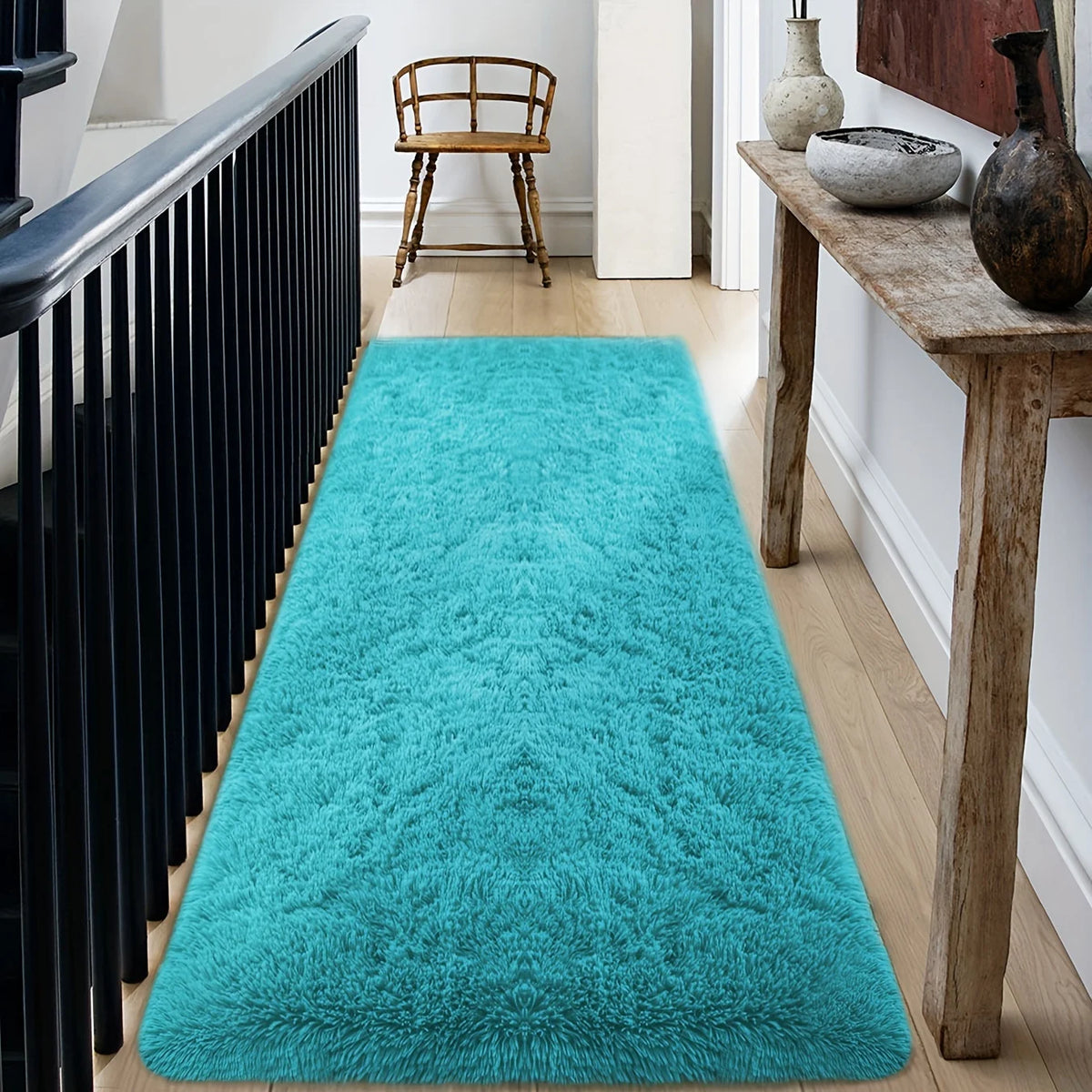 tapis doux uni polyester antidérapant résistant décoloration confortable gris blanc vert bleu moderne