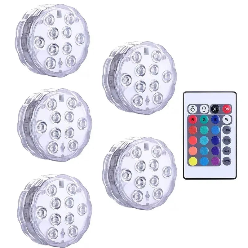 lampe led submersible transparente moderne 12 diodes rgb télécommande ip67 certifiée vde ul rohs