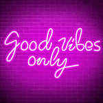 néon lumineux Good Vibes Only moderne rose bleu texte cœur réglable USB chambre coucher