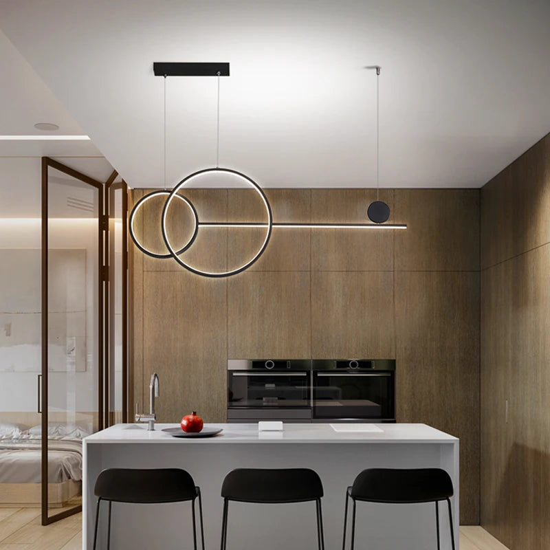 suspension lumineuse led contemporaine noir blanc doré géométrique minimaliste