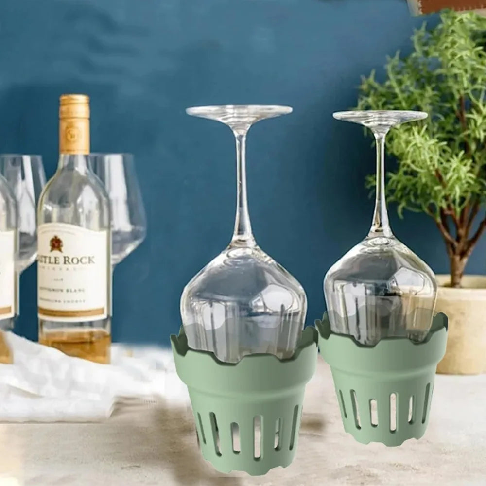 supports séchage bouteilles verres réutilisables silicone vert gris rose violet moderne minimaliste