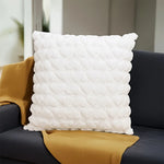housse coussin carré motif cœurs blanc rose moderne polyester 45cm 45cm fixations