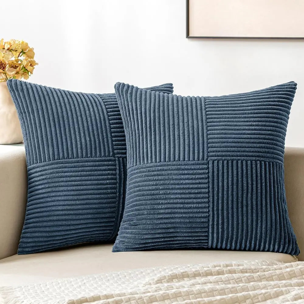 coussins décoratifs rayés beige marron moderne 45x45cm polyester coton
