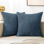 housse coussin carrée marron rayures horizontales moderne canapé lit décoration maison