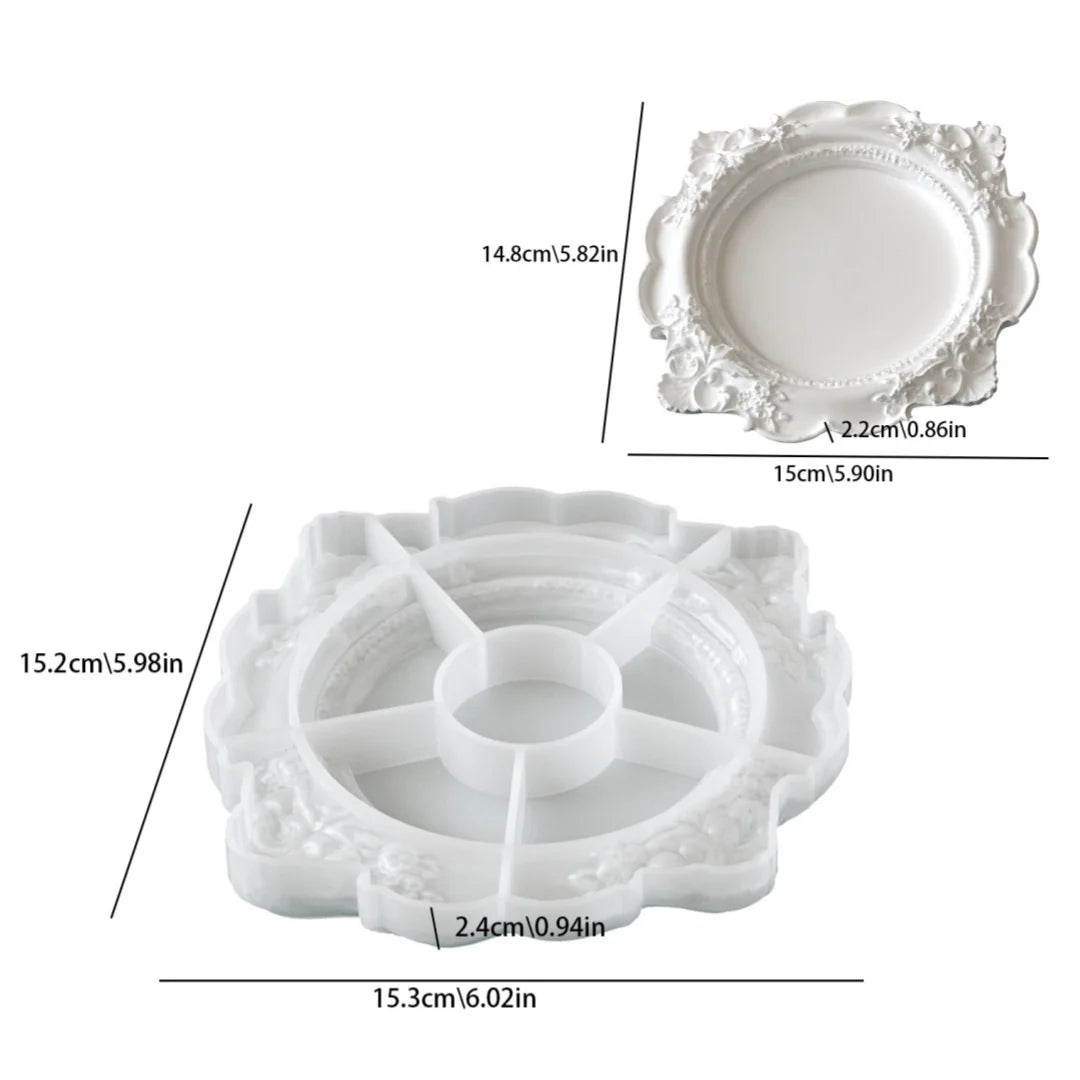 moule silicone plâtre plateau bijoux ciment décoration maison dentelle vintage shabby chic baroque