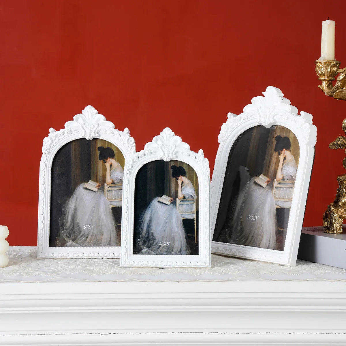 cadre photo vintage noir blanc orné résine baroque décoration photo moderne