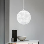 Suspension lumineuse moderne imprimée lunaire blanc beige tringle led 220v