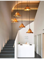 suspension lumineuse marron clair moderne résine cuisine salon restaurant chambre