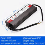 transformateur électrique led 12v 24v ip67 gris rayures clips câbles