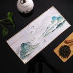 serviettes thé vert bleu beige peinture chinoise motifs floraux art traditionnel zipper cuisine