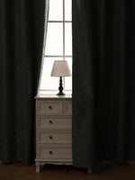 rideau vert olive motif végétal opacité moderne anneau métallique bordure décorative salon chambre coucher