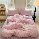 parure lit enfant fille housse couette fleurs coton doux pièces rose