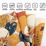 taies d'oreiller lin imprimées papillons lunes feuilles moderne 18x18 beige marron bleu orange