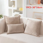 taies d'oreiller velours côtelé couleurs unies chic bordures décoratives polyester dimensions 30x50cm 45x45cm