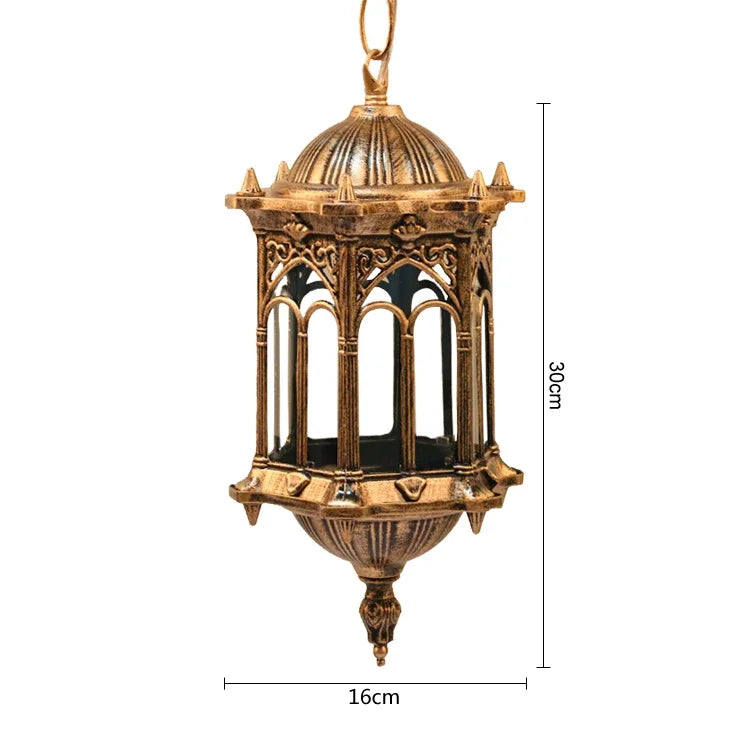 lanterne suspendue gothique verre transparent motifs floraux chambre salon étude
