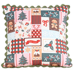 housse coussin patchwork noël blanc guirlande cloches branches baies étoiles décor maison festive 45x45cm