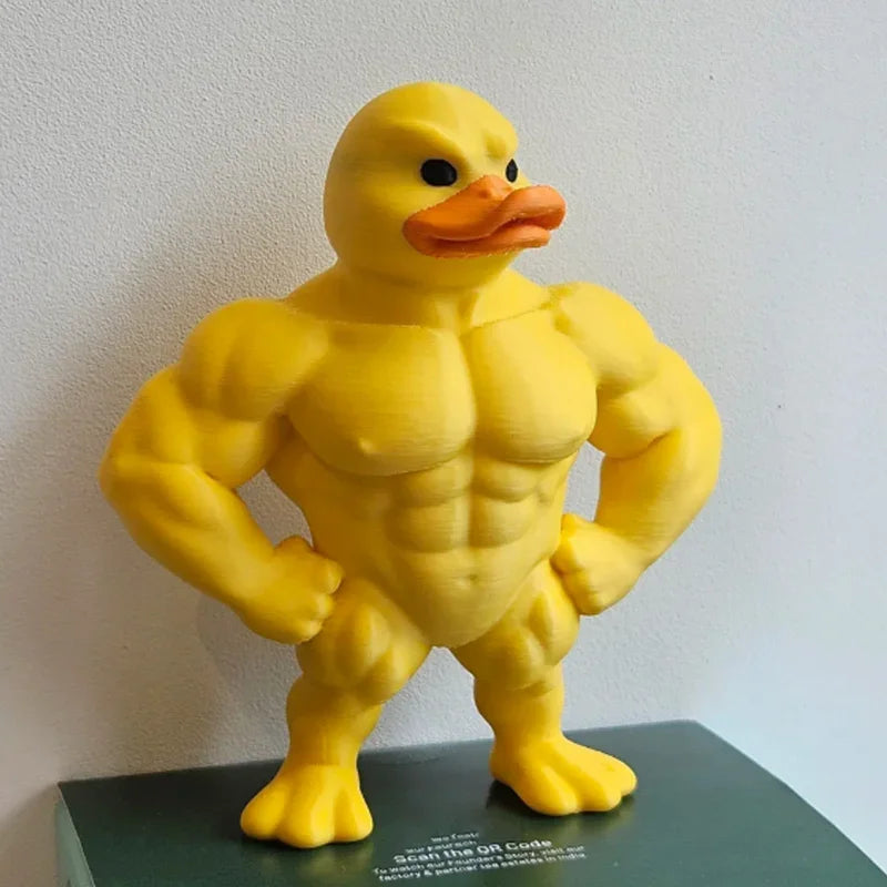 statue canard musclé jaune orange 3d humoristique décoration intérieure extérieure carnaval anniversaire noël