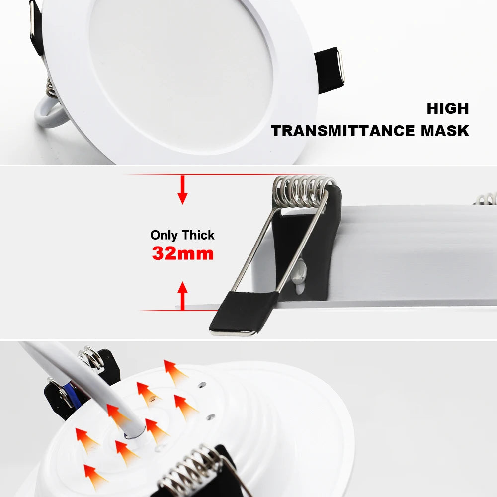 spots led encastrables 7w 9w 12w 15w 18w 21w blanc modernes clips fixation