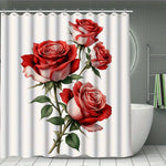 rideau douche floral rose rouge orange blanc motifs floraux décoratifs opaques variable
