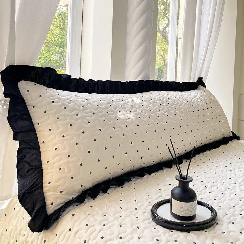 taies d'oreiller polyester non toxique motif points doux blanc housse lit couple usage domestique