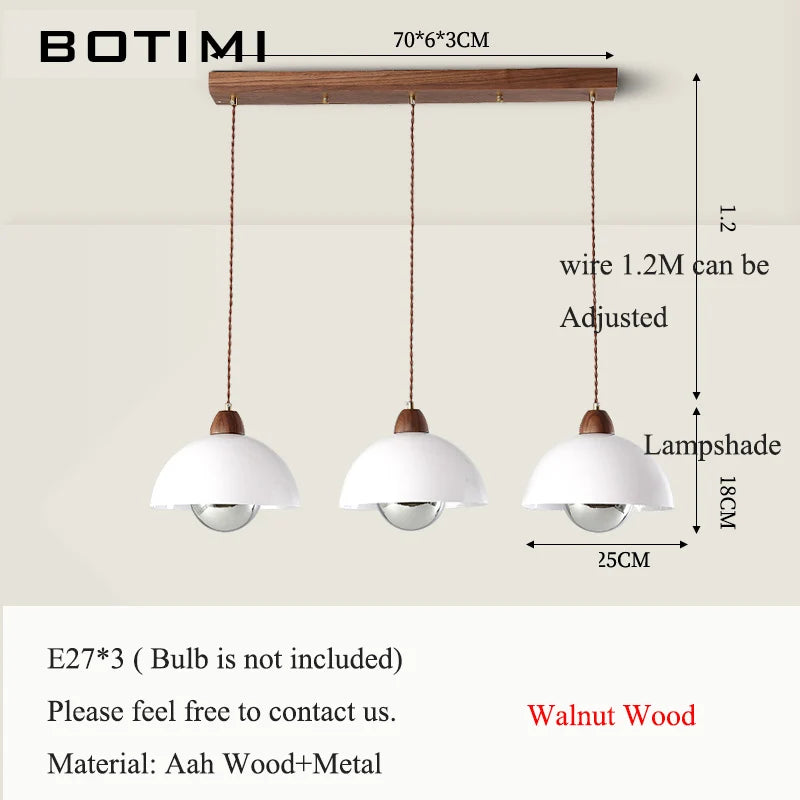 suspension lumineuse moderne ampoules blanc bois naturel rond mat opacité chaînes