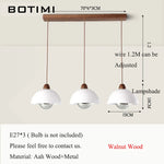 suspension lumineuse moderne ampoules blanc bois naturel rond mat opacité chaînes