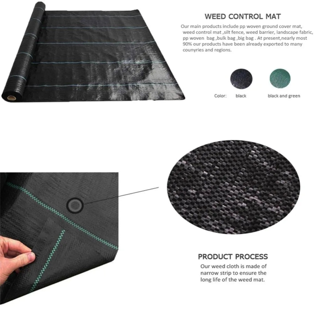 tapis désherbage tissé noir vert perméable anti herbes jardin serre 1x5m 1x10m 1x15m 2x5m