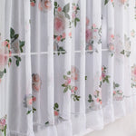 rideau floral transparent plissé romantique imprimé dentelle salon européen américain