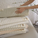 couette été coton 100% rayée beige verte simple nordique 150x200cm 200x230cm lavable