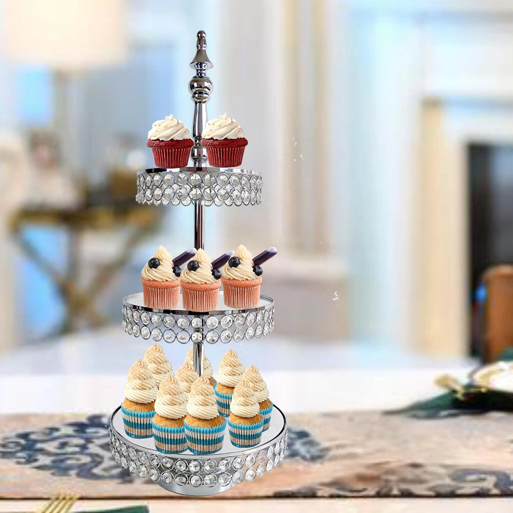 présentoir cupcakes or strass élégant support métal miroir classique desserts table basse service thé