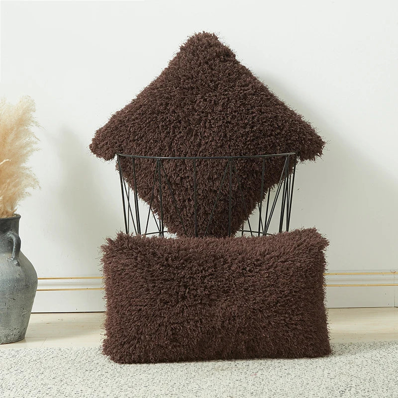 housses coussin décoratives polyester solides beige bleu blanc marron modernes opaques carrées rectangulaires fixations