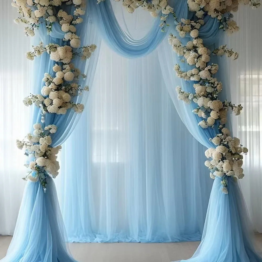 rideau deco blanc beige bleu clair transparent finement tissé classique élégant 6m 75cm polyester