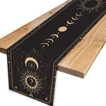 table chevet chemin table lin noir motifs astraux boho mystique dimensions variables