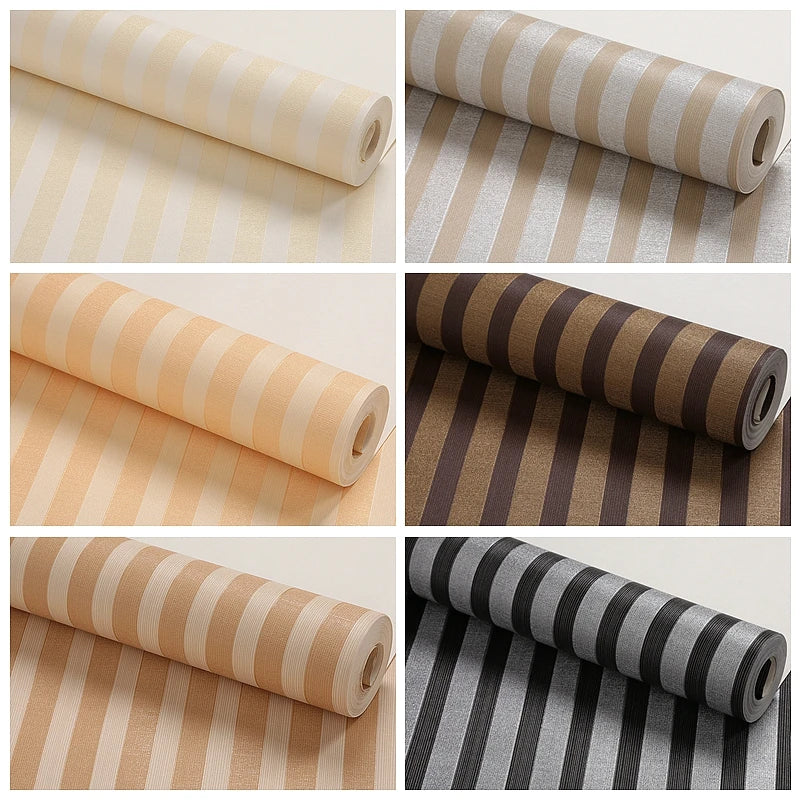 papier peint moderne imperméable rayures horizontales noir beige résistant humidité moisissures