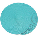 tapis table rond tissé turquois respectueux environnement moderne 15 pouces assiettes verres