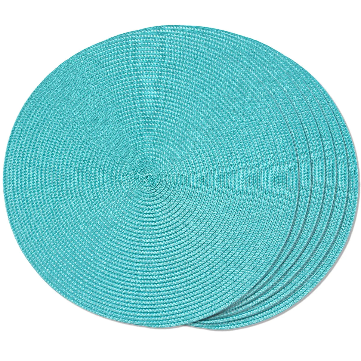 tapis table rond tissé turquois respectueux environnement moderne 15 pouces assiettes verres